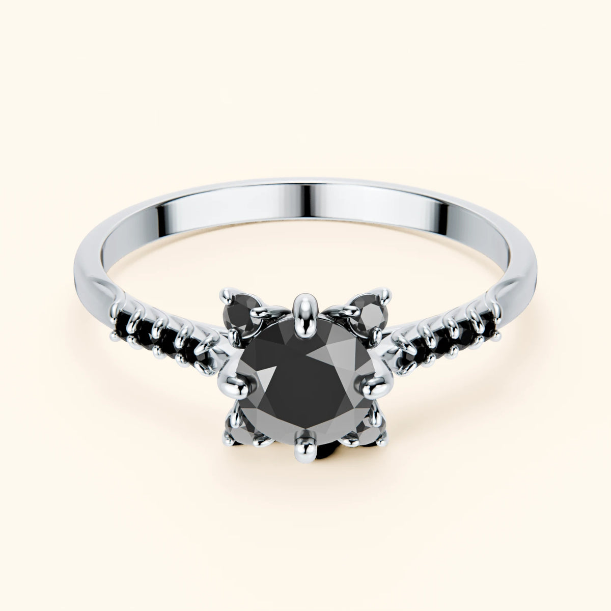Engagement Ring Scintille - 0.5ct Black Diamond with Black Diamond Side Stones