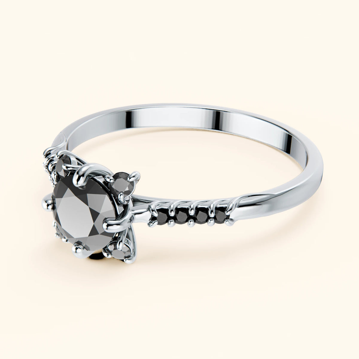 Engagement Ring Scintille - 0.5ct Black Diamond with Black Diamond Side Stones
