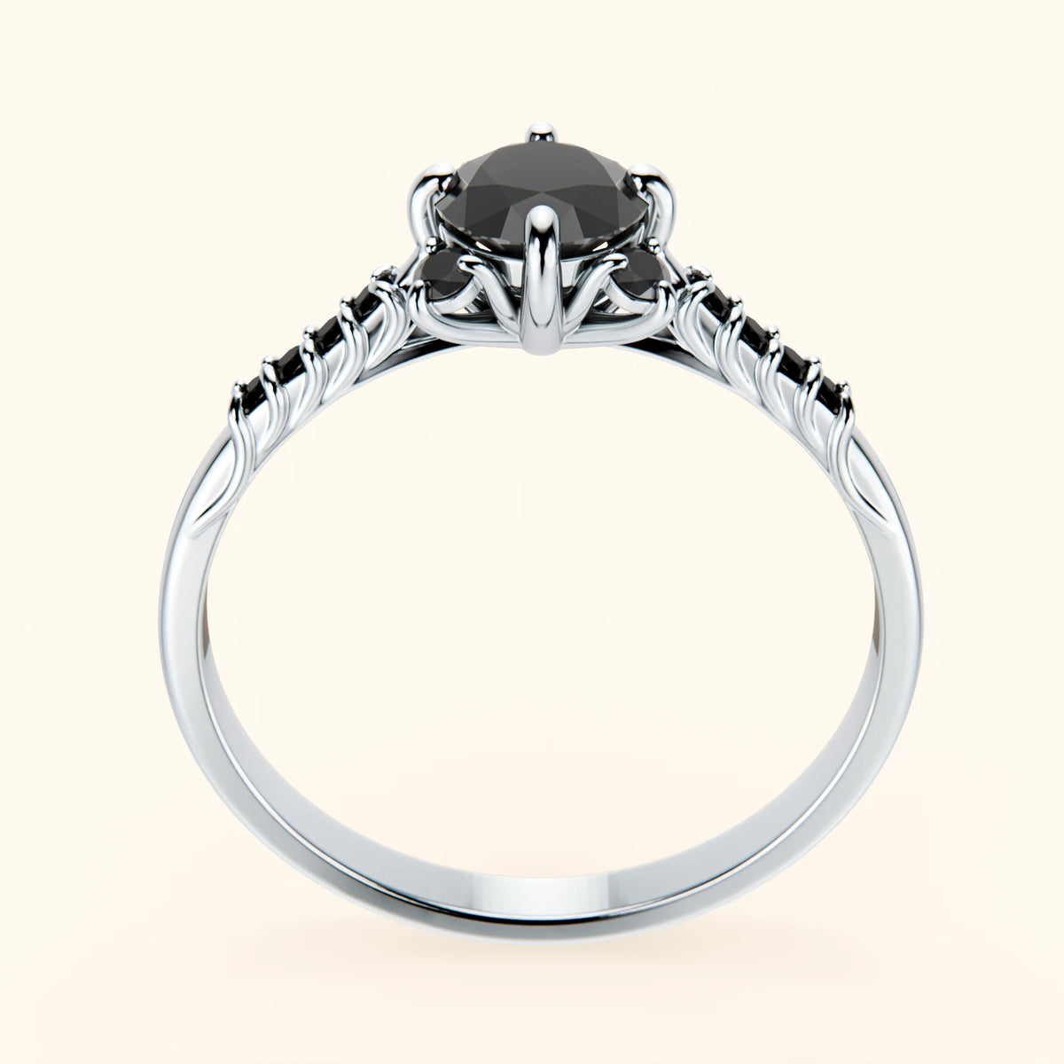 Engagement Ring Scintille - 0.5ct Black Diamond with Black Diamond Side Stones