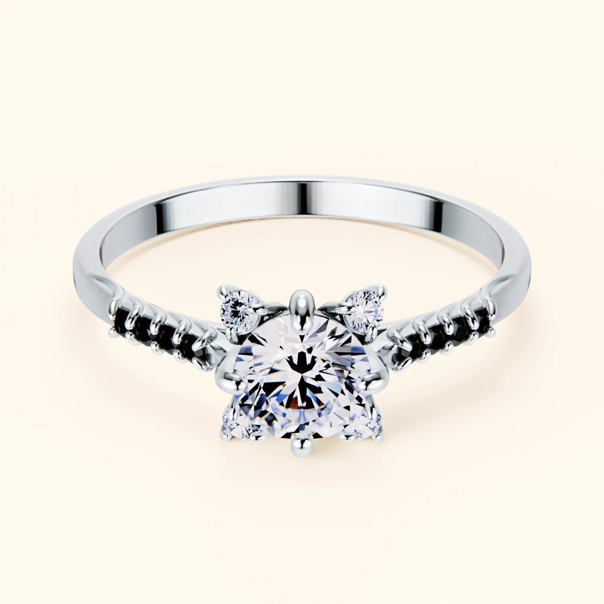 Engagement Ring Scintille - 0.5ct Lab Diamond with Black Diamond Side Stones