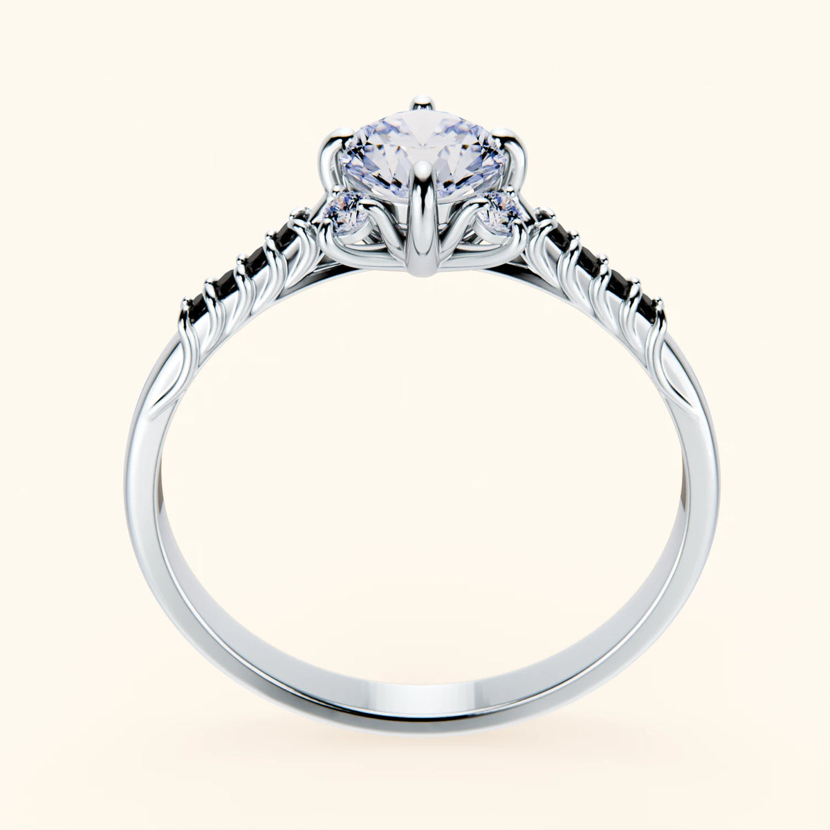 Engagement Ring Scintille - 0.5ct Lab Diamond with Black Diamond Side Stones