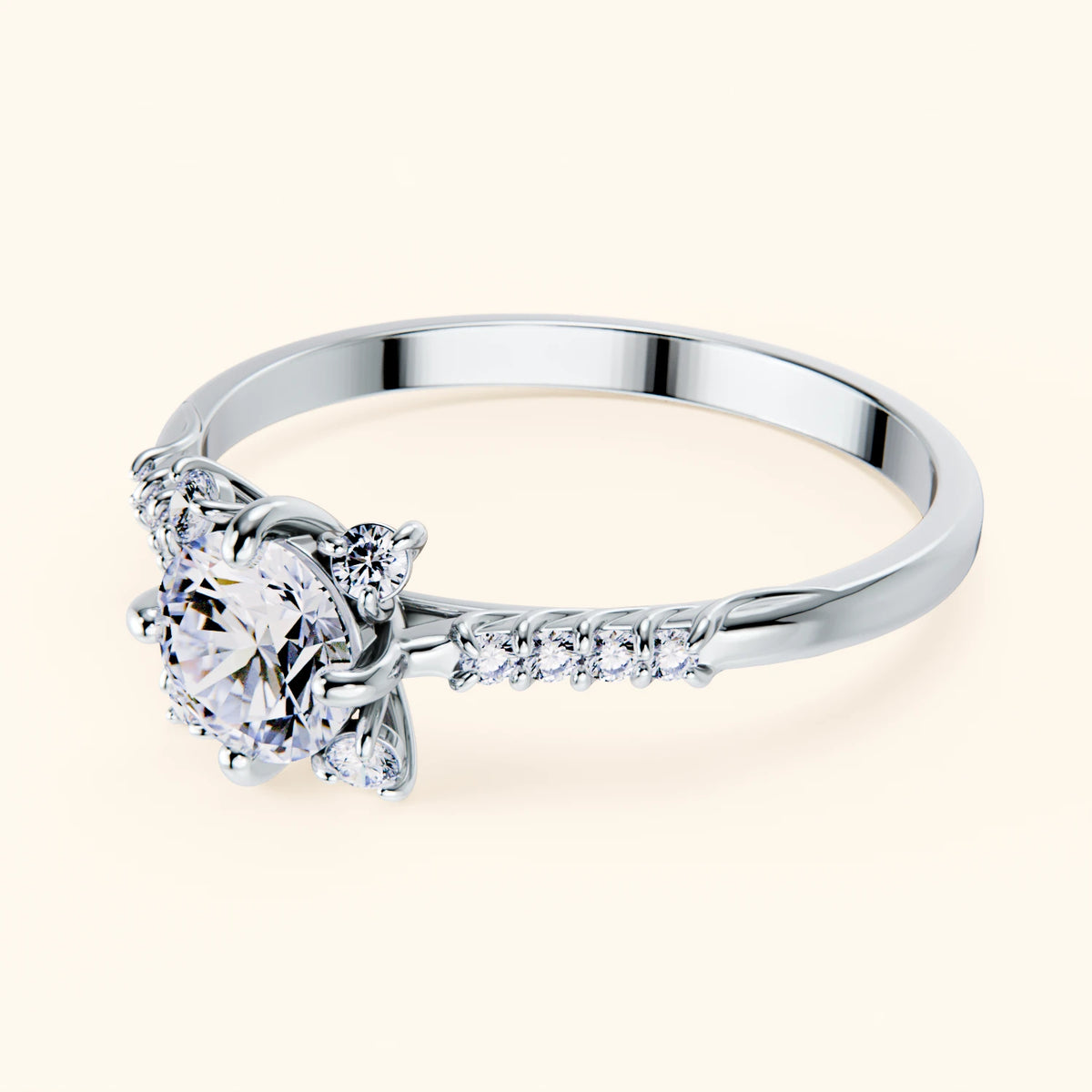 Engagement Ring Scintille - 0.5ct Lab Diamond with Lab Diamond Side Stones