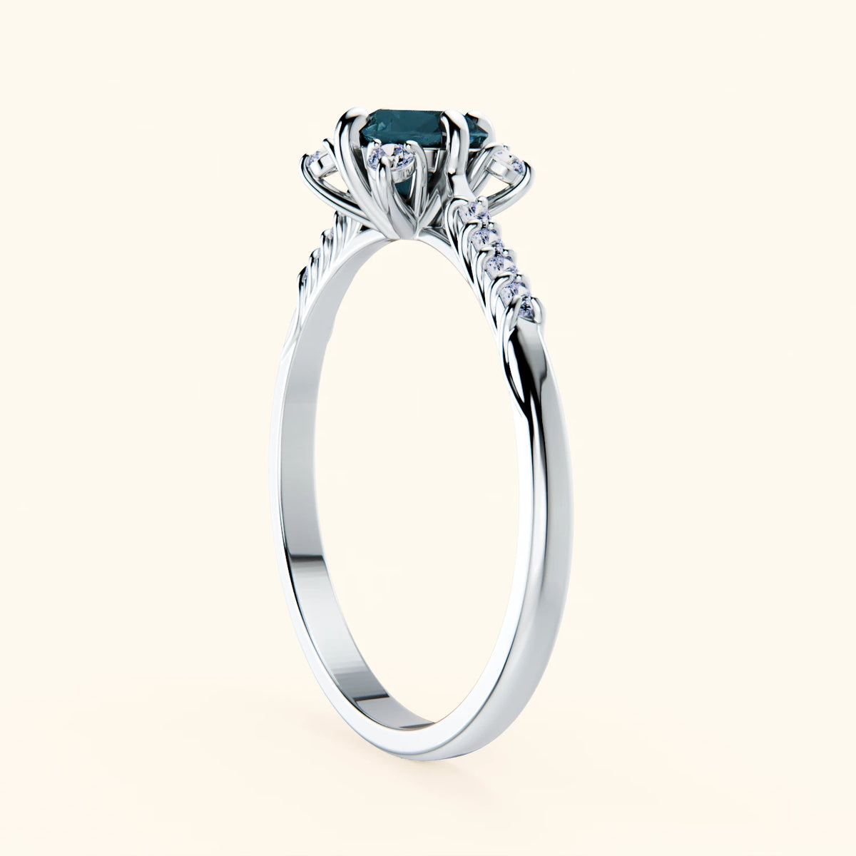 Engagement Ring Scintille - 0.50ct London Blue Topaz with Natural Diamond Side Stones