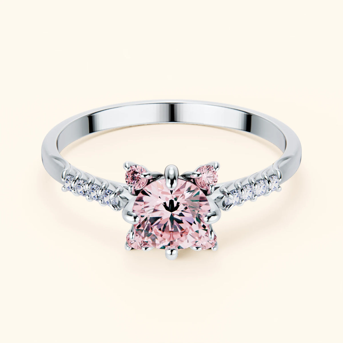 Pierścionek zaręczynowy Scintille – Różowy diament laboratoryjny 0,5 ct, kamienie boczne: diament naturalny