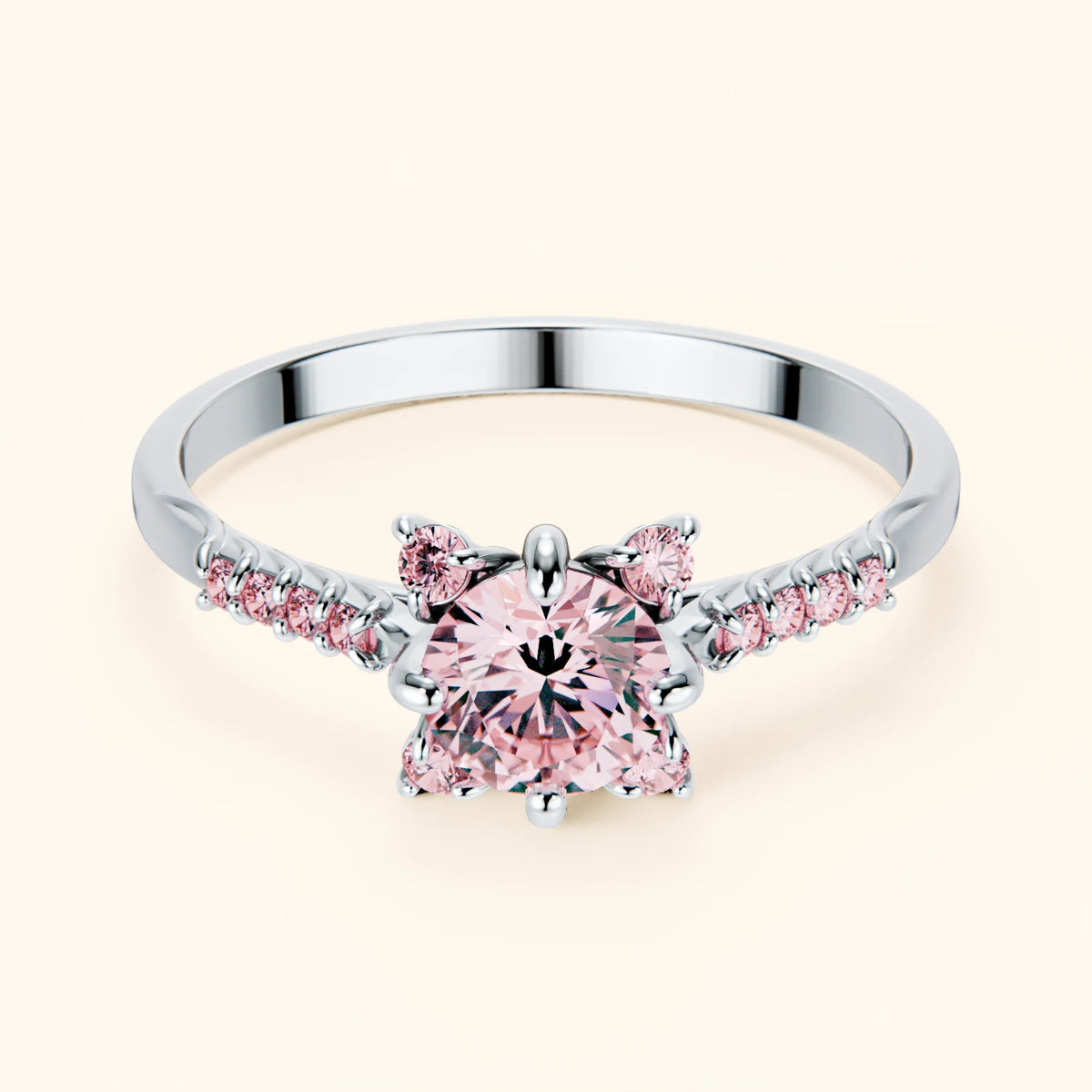 Engagement Ring Scintille - 0.5ct Lab Pink Diamond with Lab Pink Diamond Side Stones