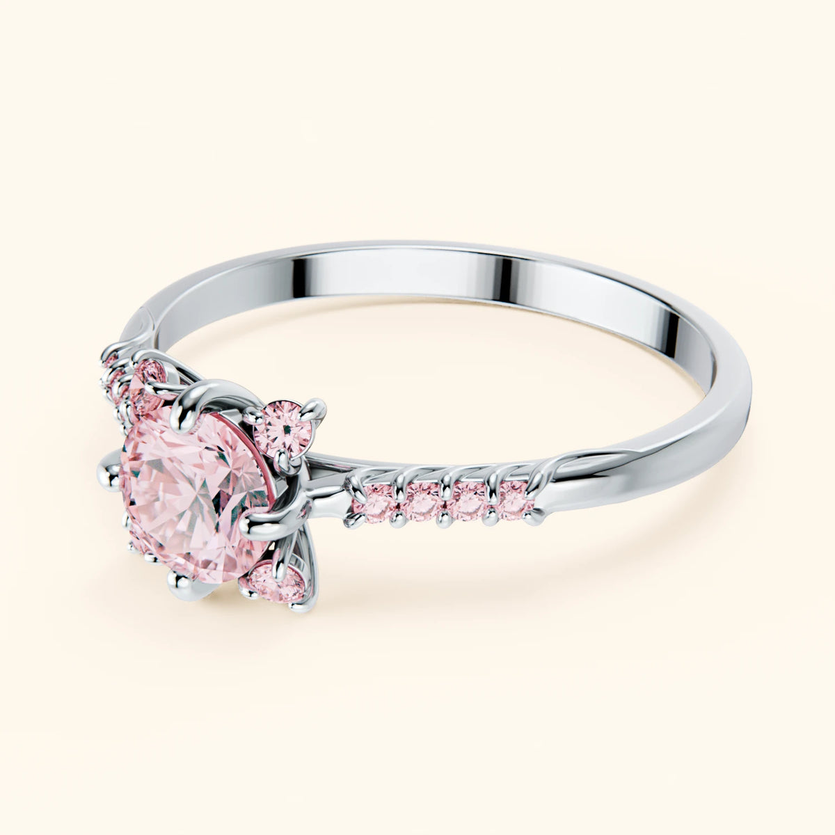 Engagement Ring Scintille - 0.5ct Lab Pink Diamond with Lab Pink Diamond Side Stones