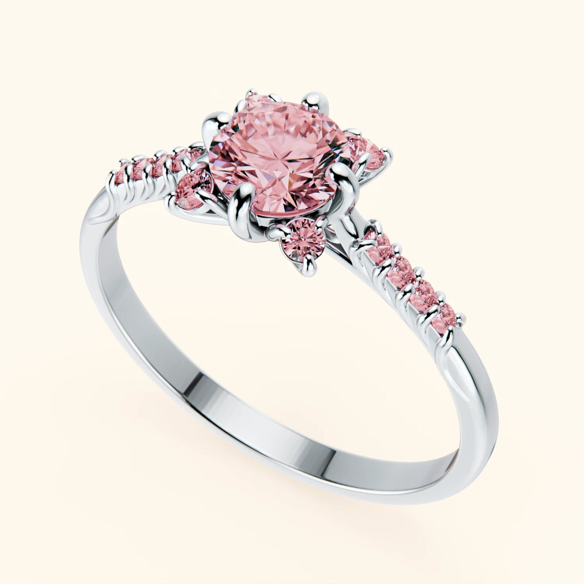 Engagement Ring Scintille - 0.5ct Lab Pink Diamond with Lab Pink Diamond Side Stones