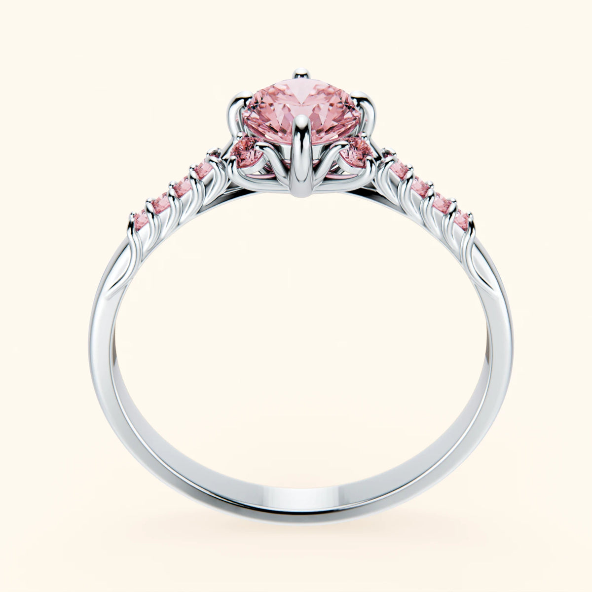 Engagement Ring Scintille - 0.5ct Lab Pink Diamond with Lab Pink Diamond Side Stones