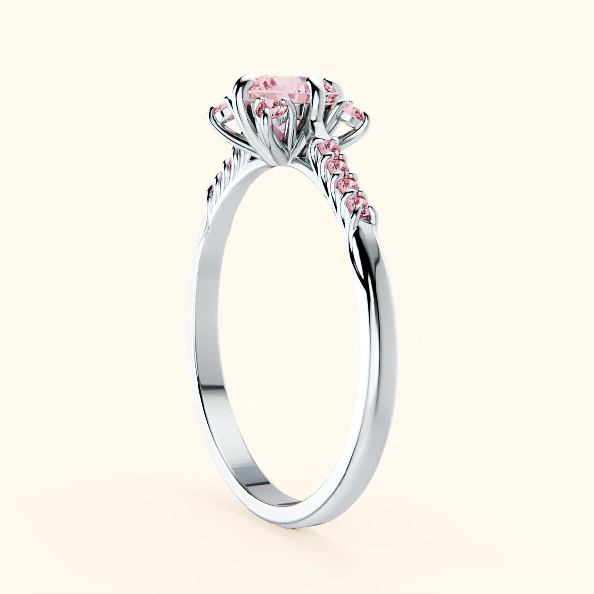 Engagement Ring Scintille - 0.5ct Lab Pink Diamond with Lab Pink Diamond Side Stones