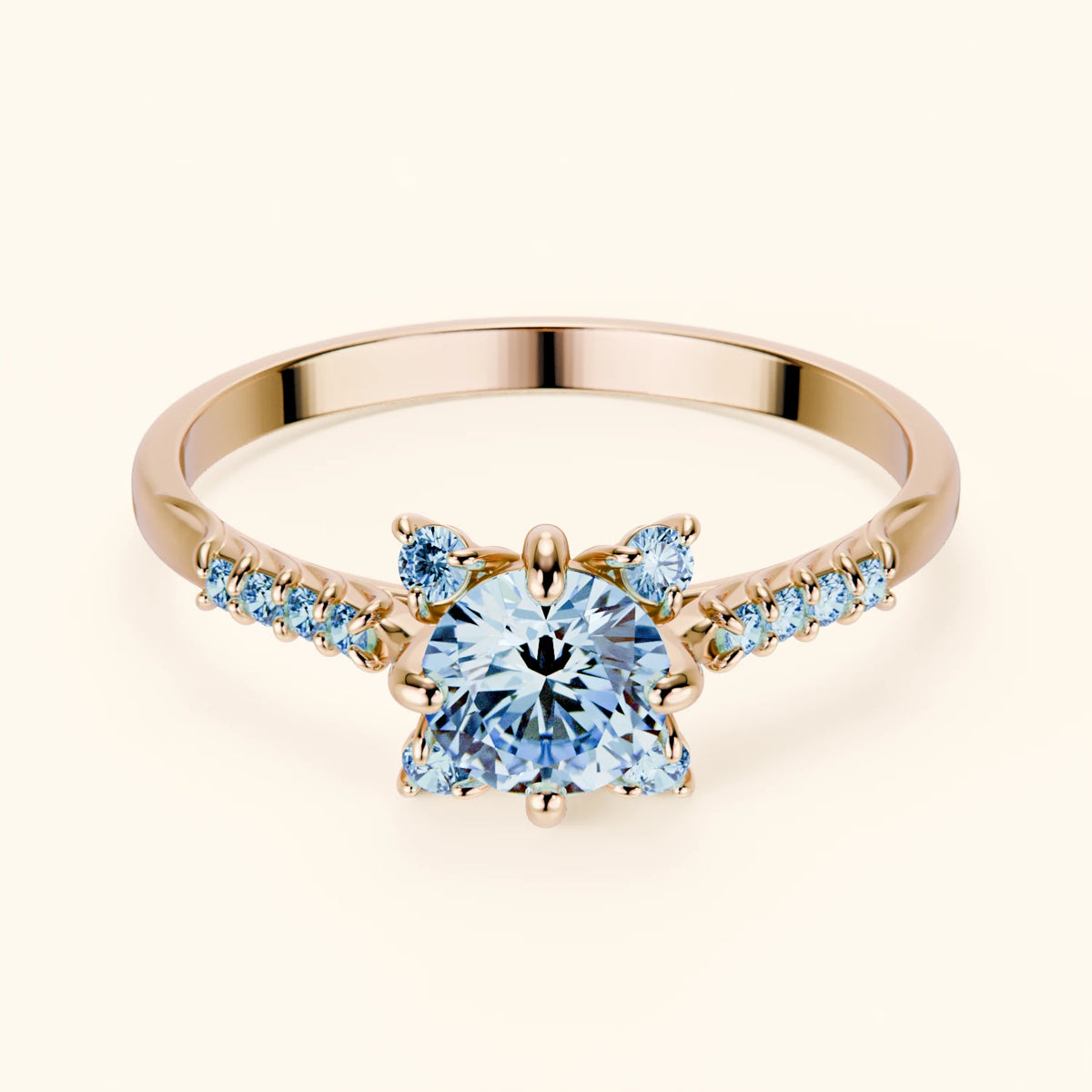 Engagement Ring Scintille - 0.5ct Lab Blue Diamond with Lab Blue Diamond Side Stones