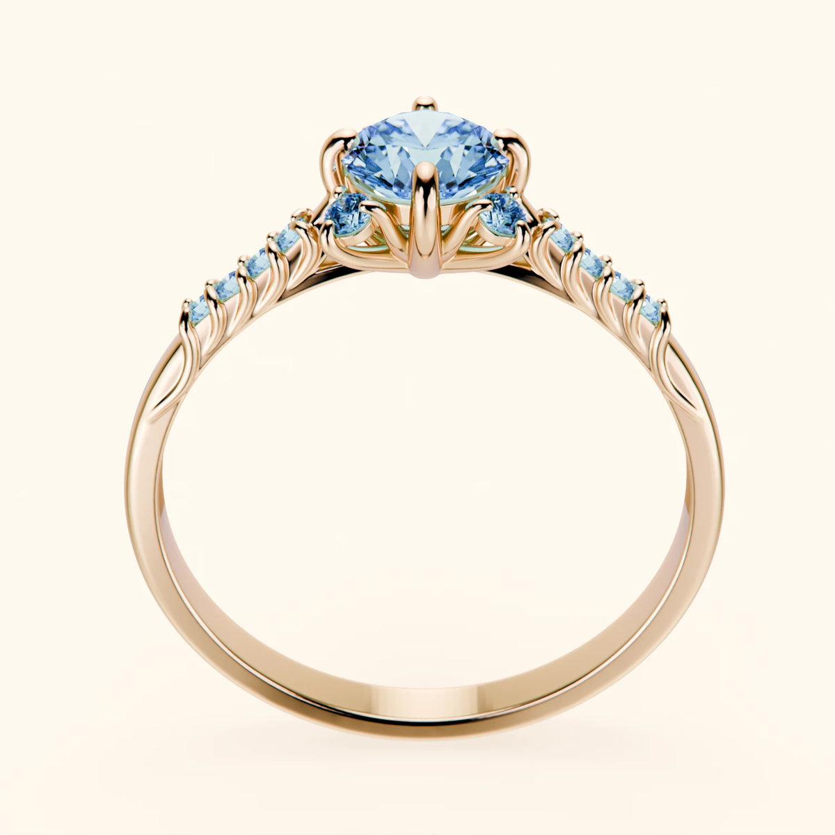 Engagement Ring Scintille - 0.5ct Lab Blue Diamond with Lab Blue Diamond Side Stones