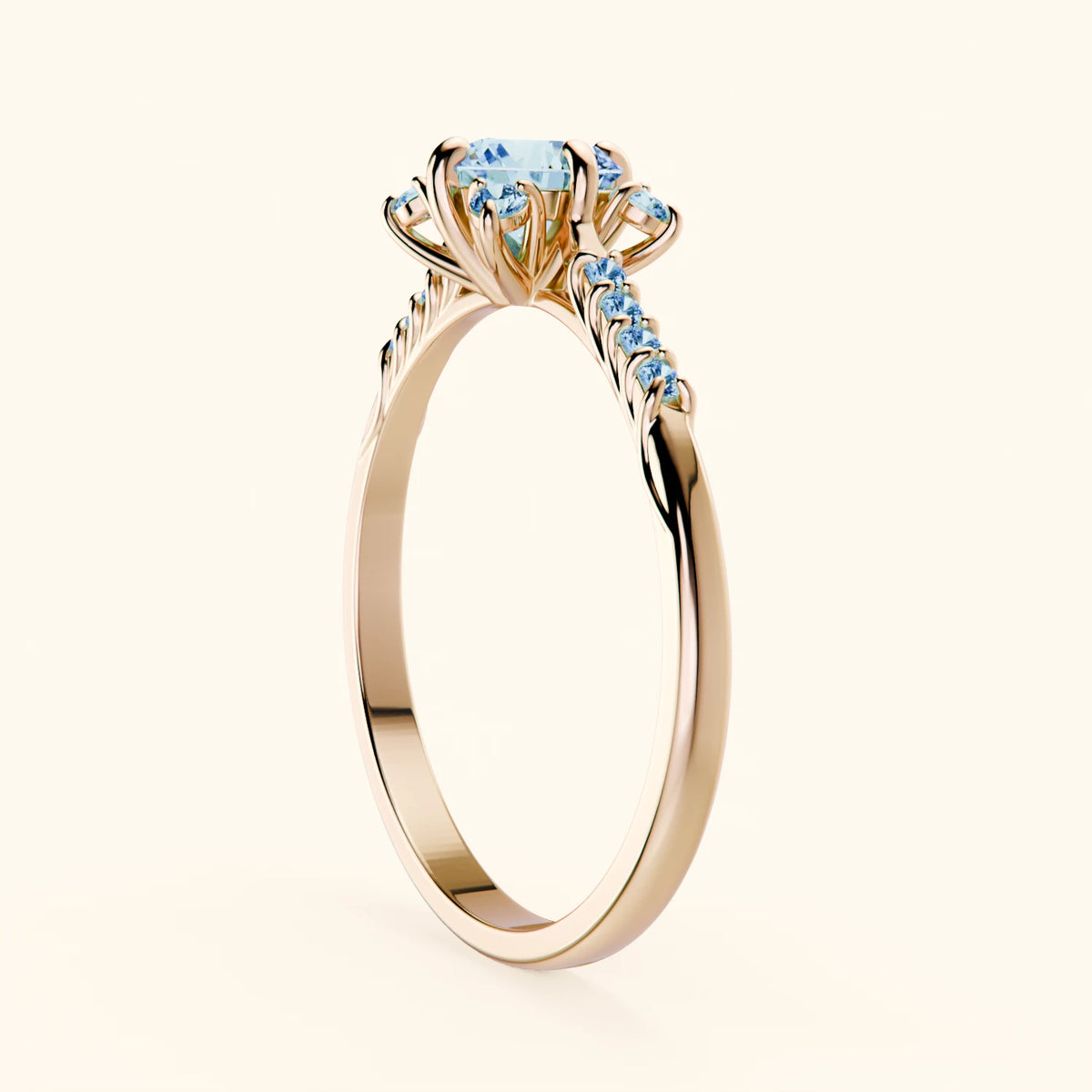 Engagement Ring Scintille - 0.5ct Lab Blue Diamond with Lab Blue Diamond Side Stones