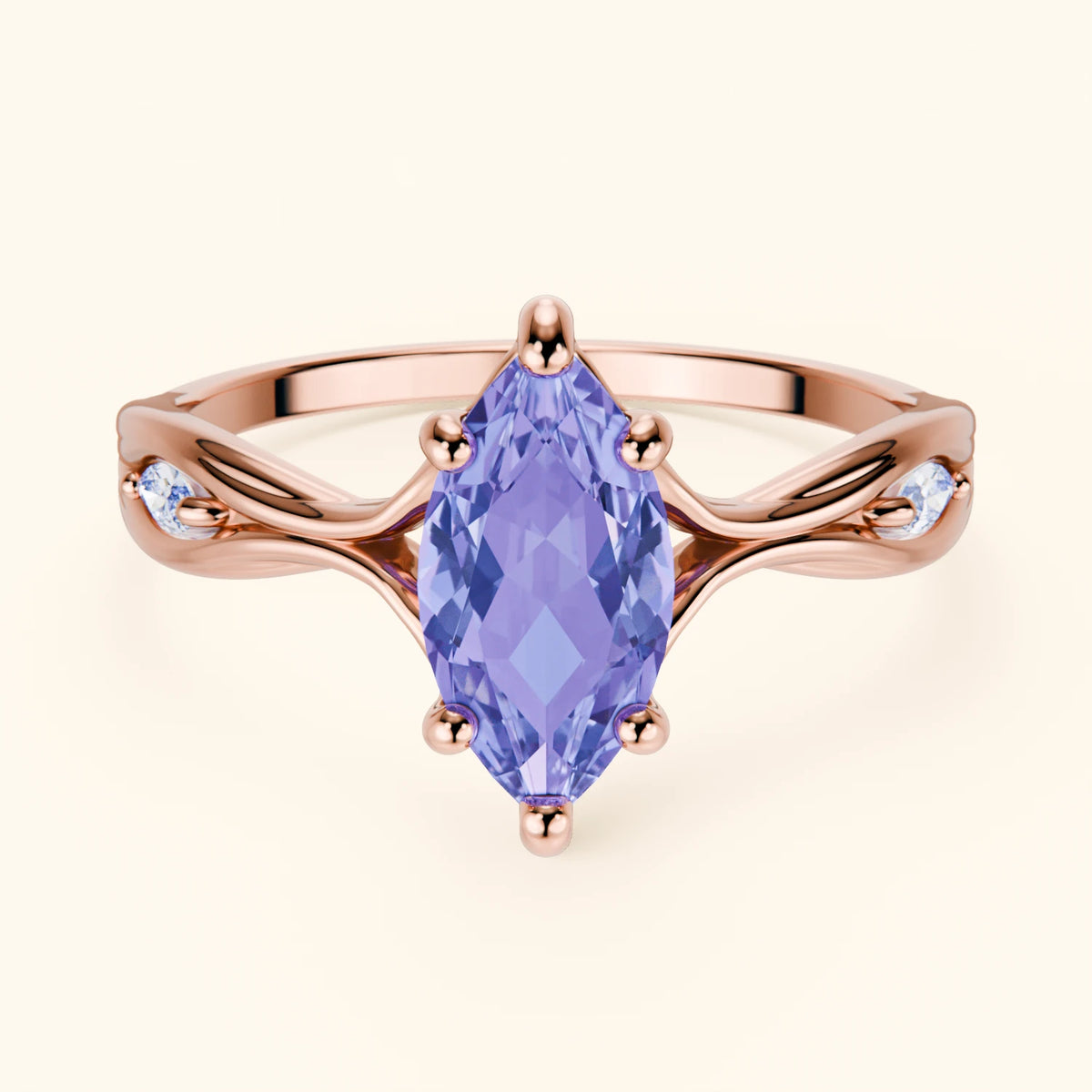 Engagement Ring Verset - 0.95ct Tanzanite with Lab Diamond Side Stones