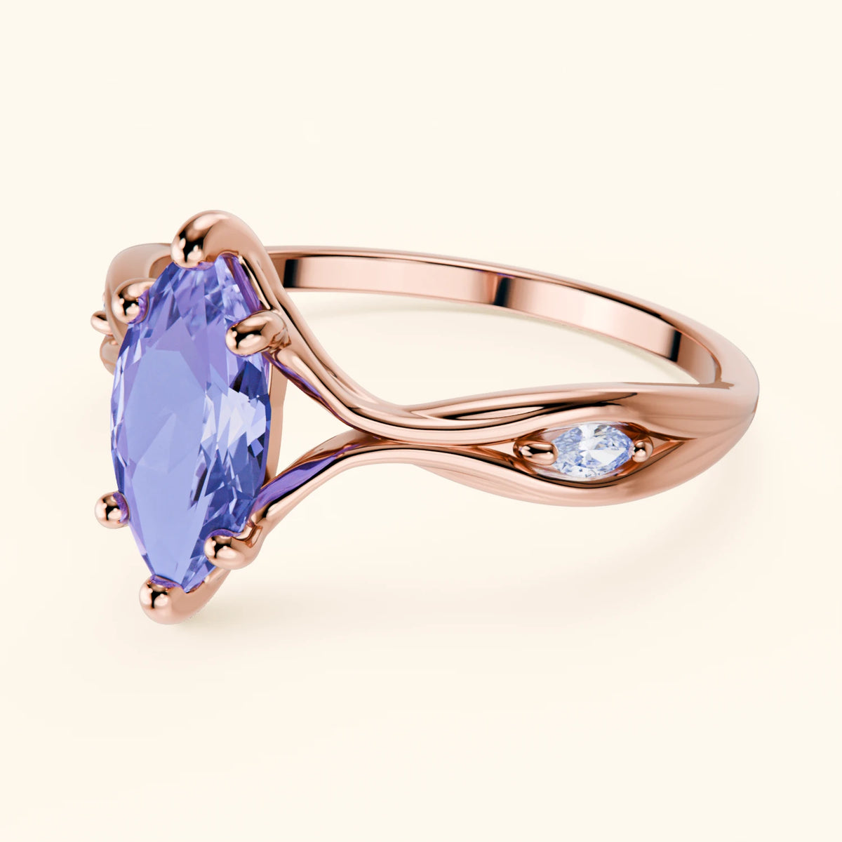 Engagement Ring Verset - 0.95ct Tanzanite with Lab Diamond Side Stones