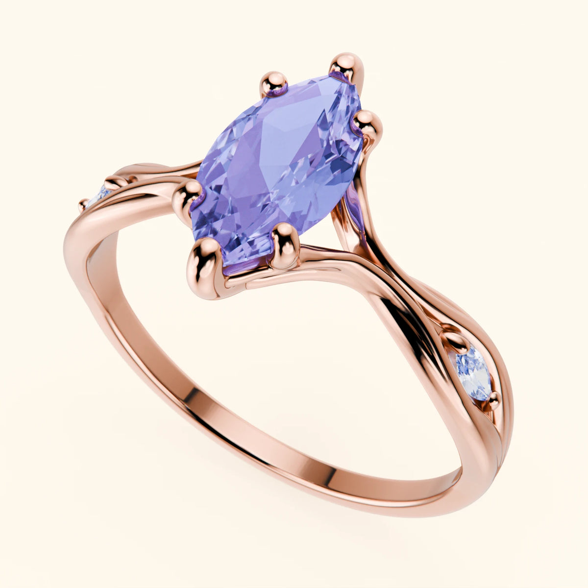 Engagement Ring Verset - 0.95ct Tanzanite with Lab Diamond Side Stones
