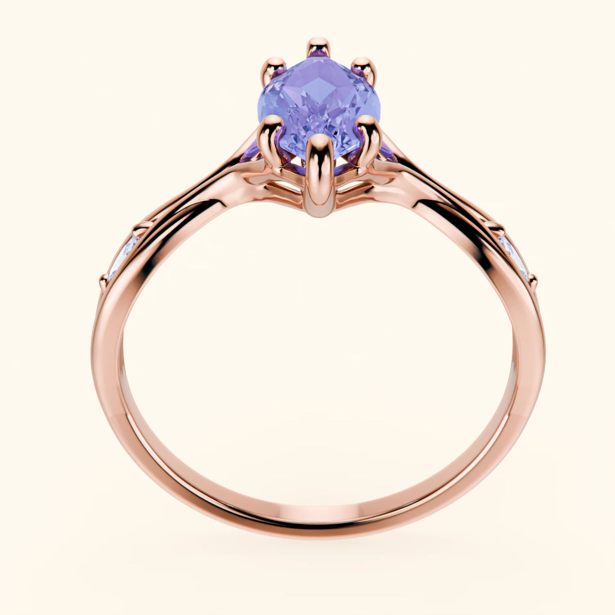 Engagement Ring Verset - 0.95ct Tanzanite with Lab Diamond Side Stones