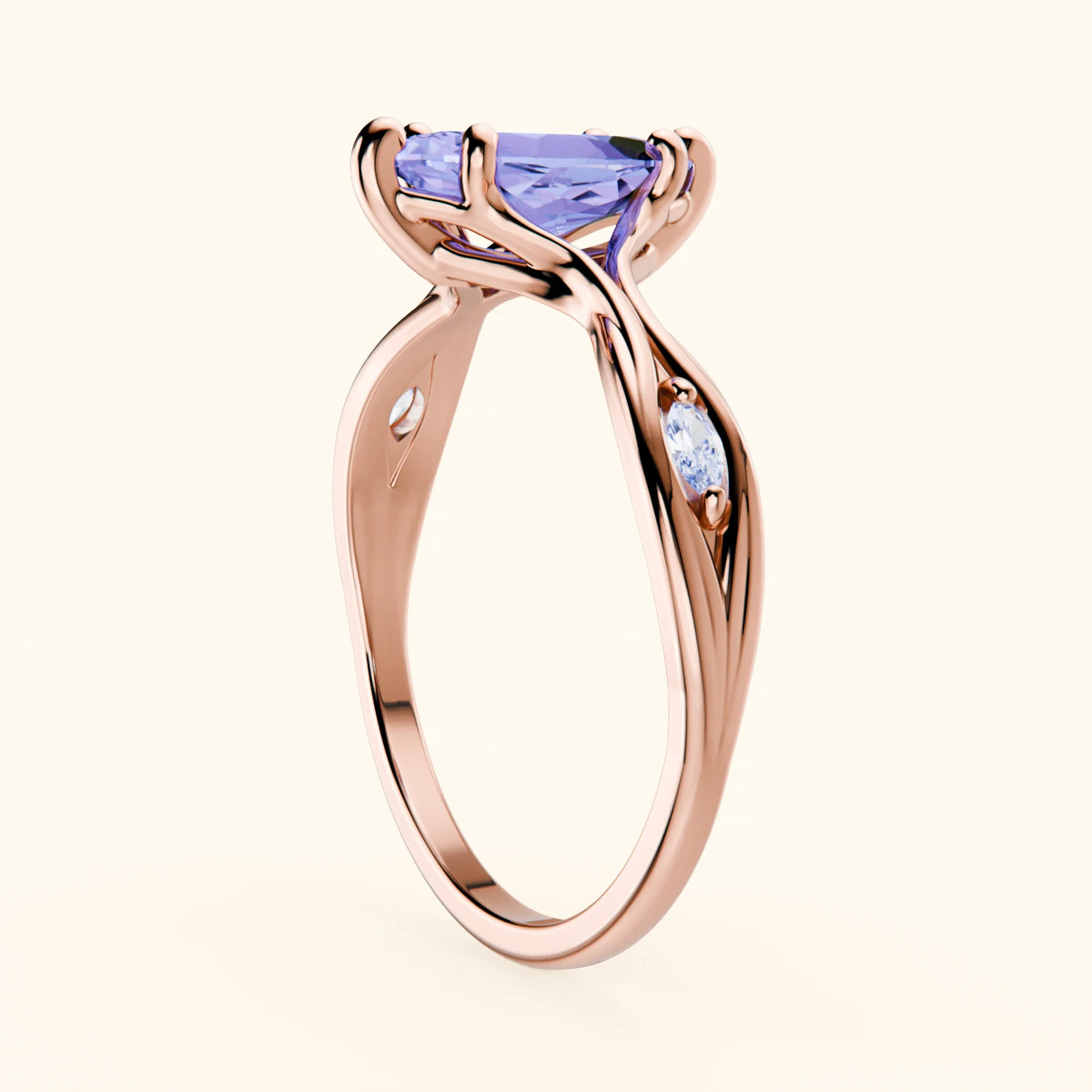 Engagement Ring Verset - 0.95ct Tanzanite with Lab Diamond Side Stones