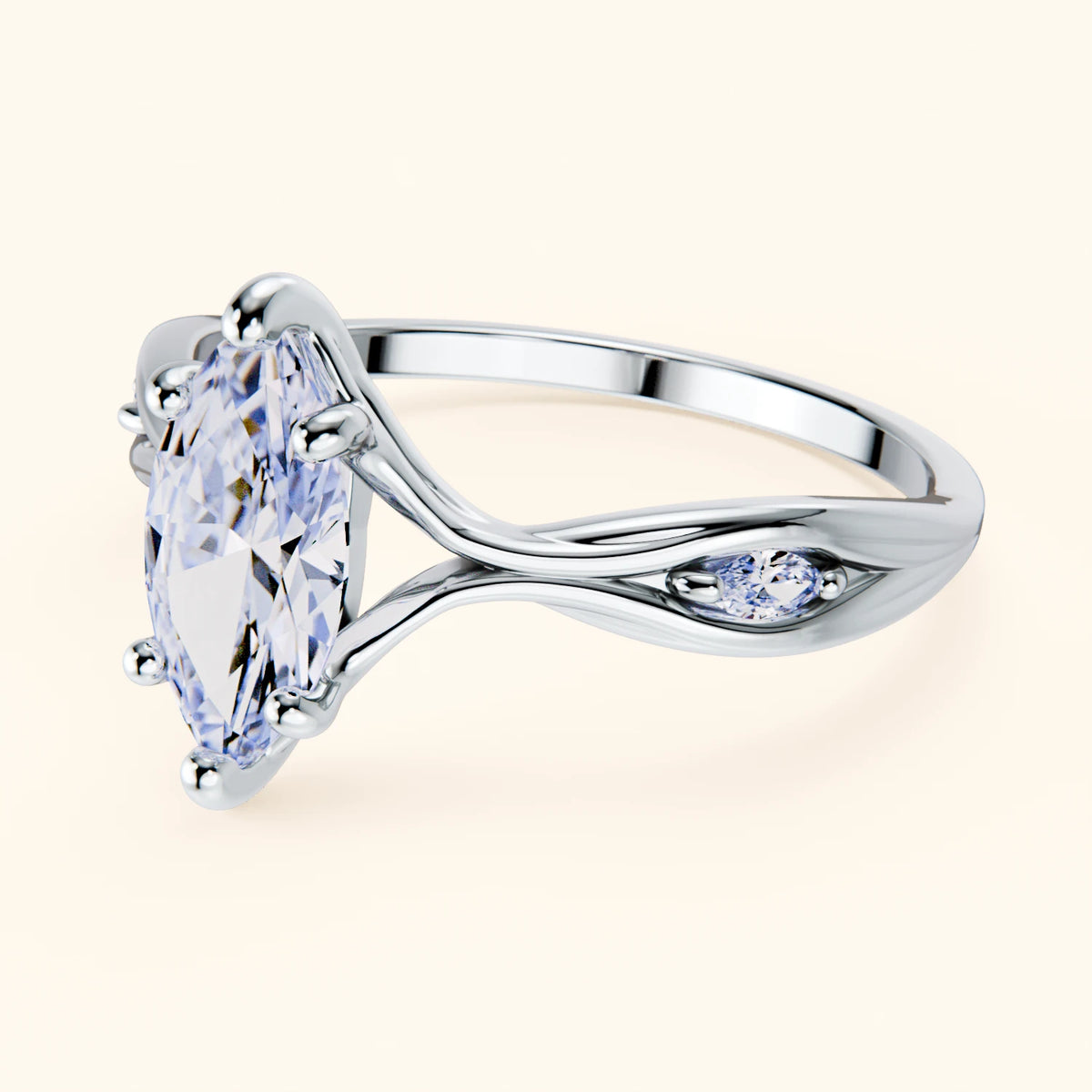 Engagement Ring Verset - 1ct Lab Diamond with Natural Diamond Side Stones