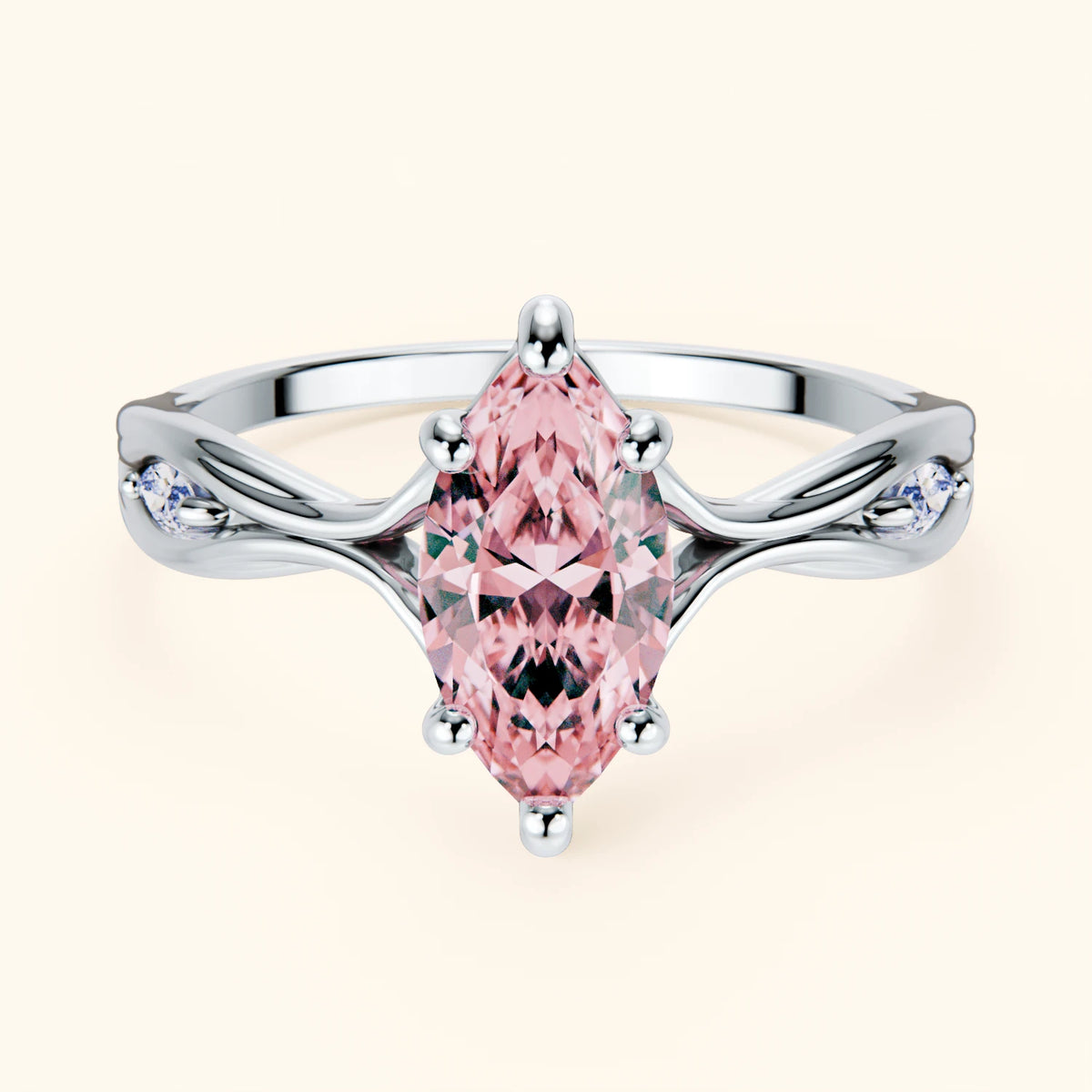 Engagement Ring Verset - 1ct Lab Pink Diamond with Natural Diamond Side Stones