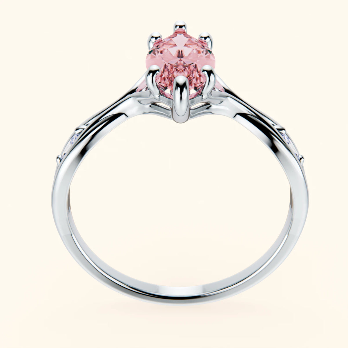 Engagement Ring Verset - 1ct Lab Pink Diamond with Natural Diamond Side Stones