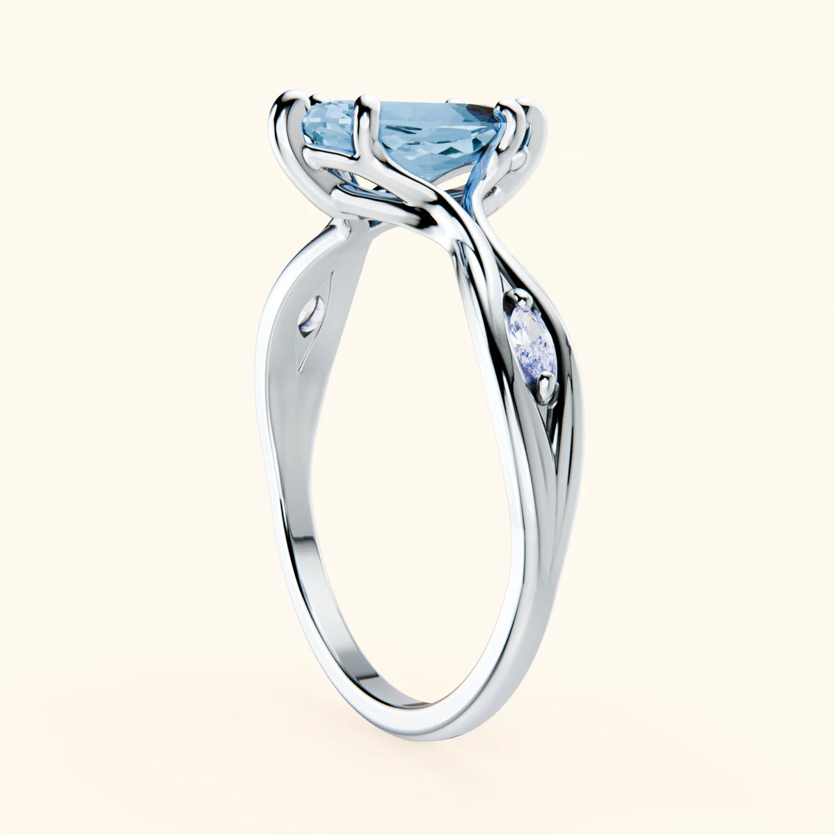 Engagement Ring Verset - 1.00ct Swiss Blue Topaz with Natural Diamond Side Stones