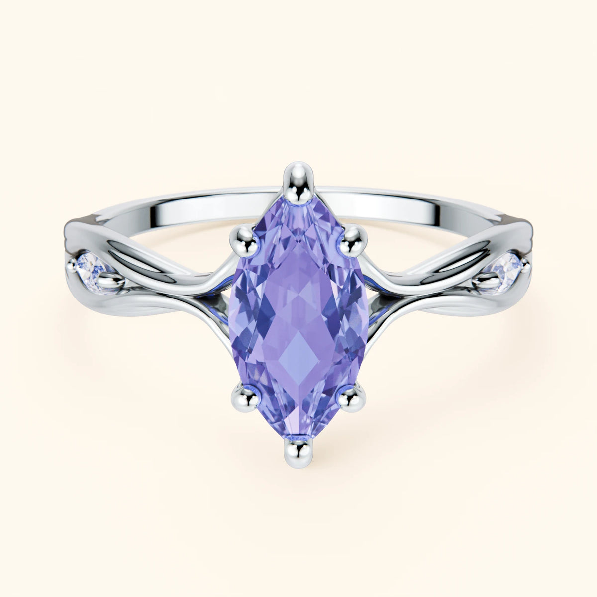 Engagement Ring Verset - 0.95ct Tanzanite with Lab Diamond Side Stones