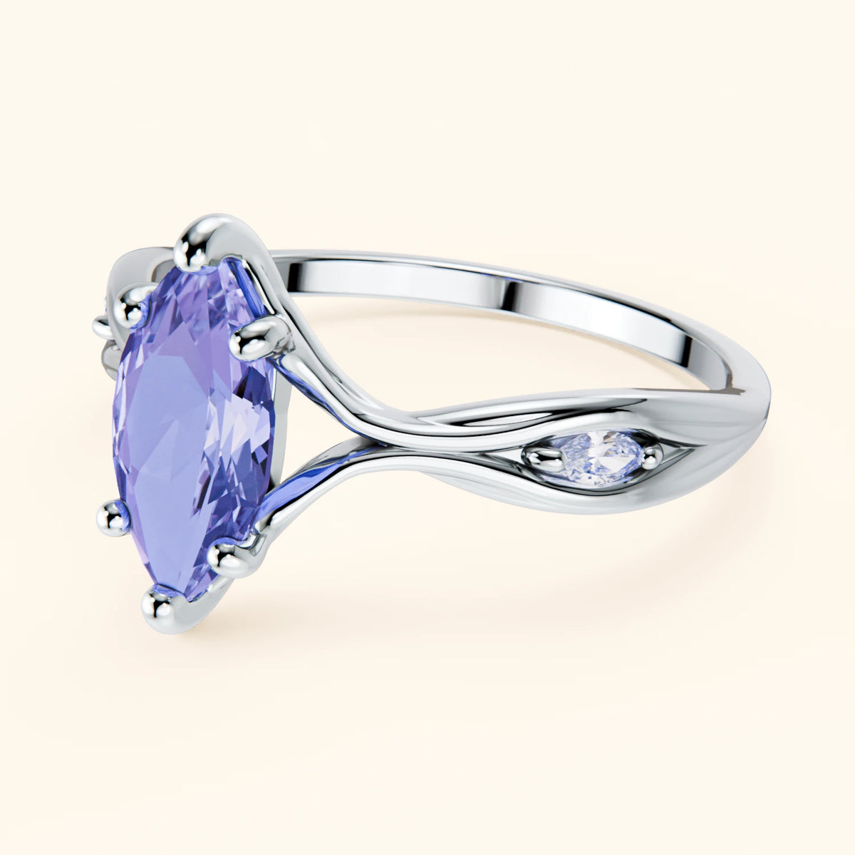 Engagement Ring Verset - 0.95ct Tanzanite with Lab Diamond Side Stones