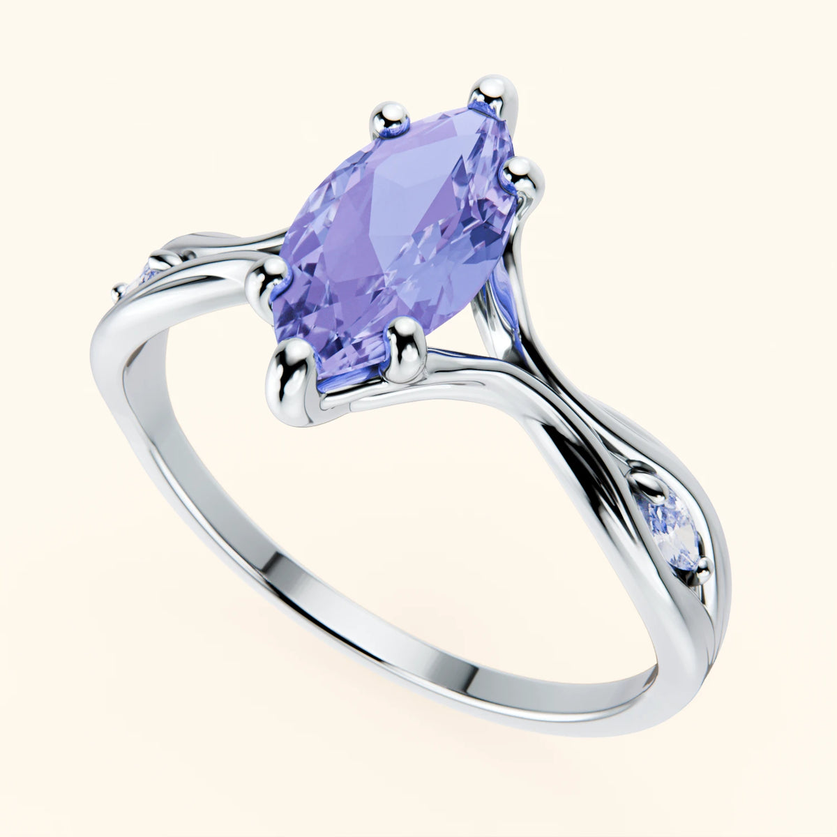 Engagement Ring Verset - 0.95ct Tanzanite with Lab Diamond Side Stones