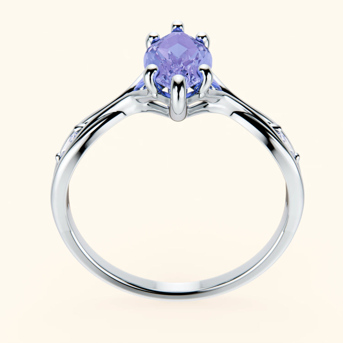 Engagement Ring Verset - 0.95ct Tanzanite with Lab Diamond Side Stones