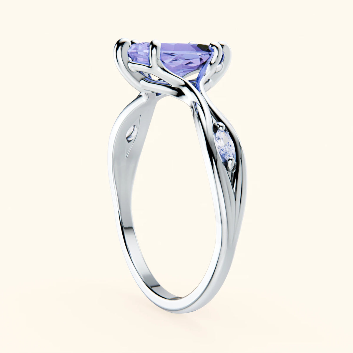 Engagement Ring Verset - 0.95ct Tanzanite with Lab Diamond Side Stones