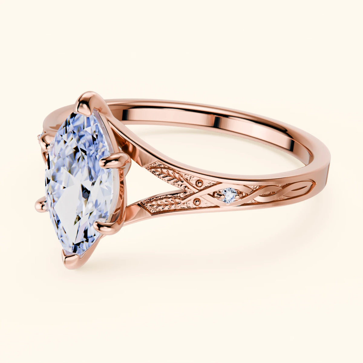 Engagement Ring Voile - 1ct Lab Diamond with Lab Diamond Side Stones