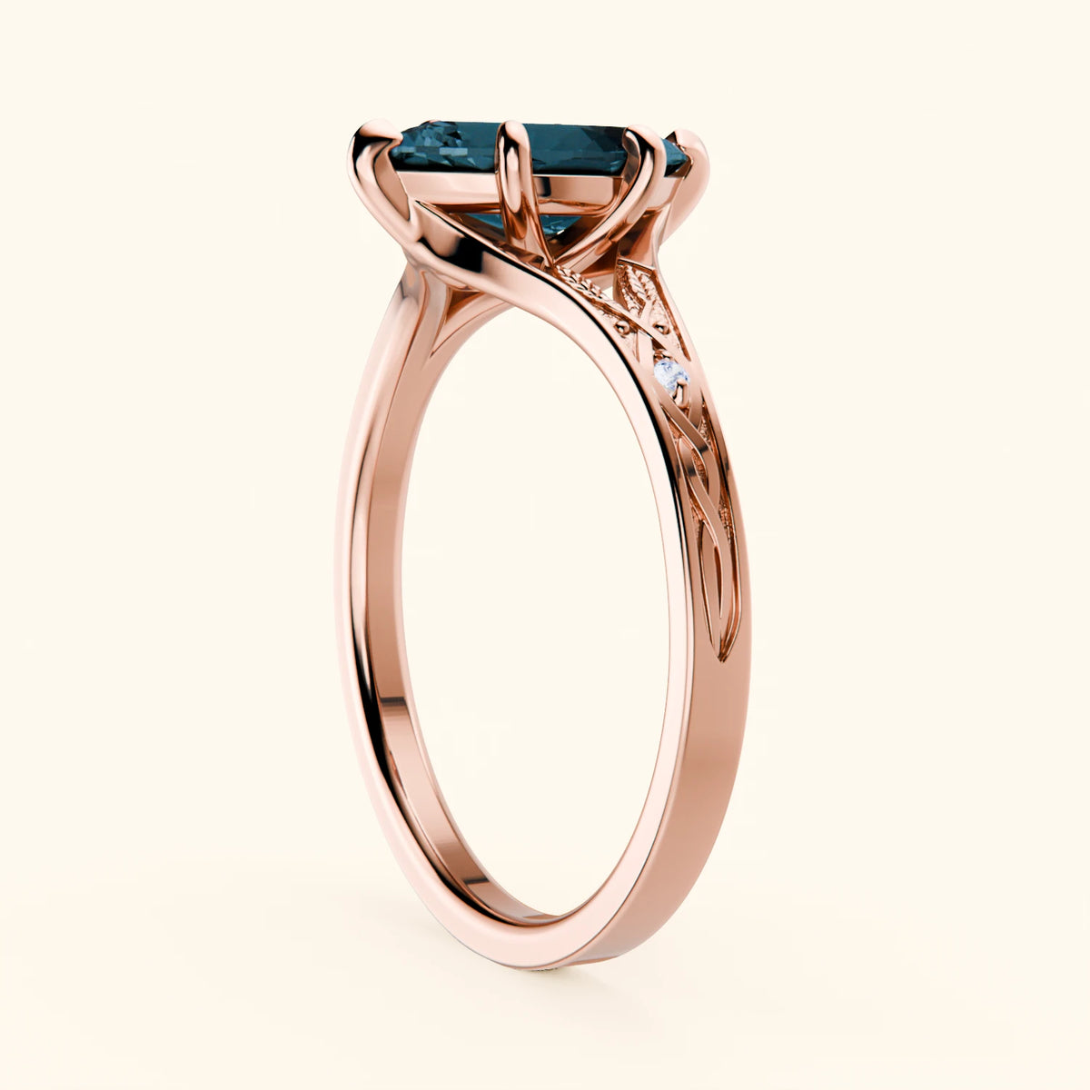 Engagement Ring Voile - 1.00ct London Blue Topaz with Natural Diamond Side Stones
