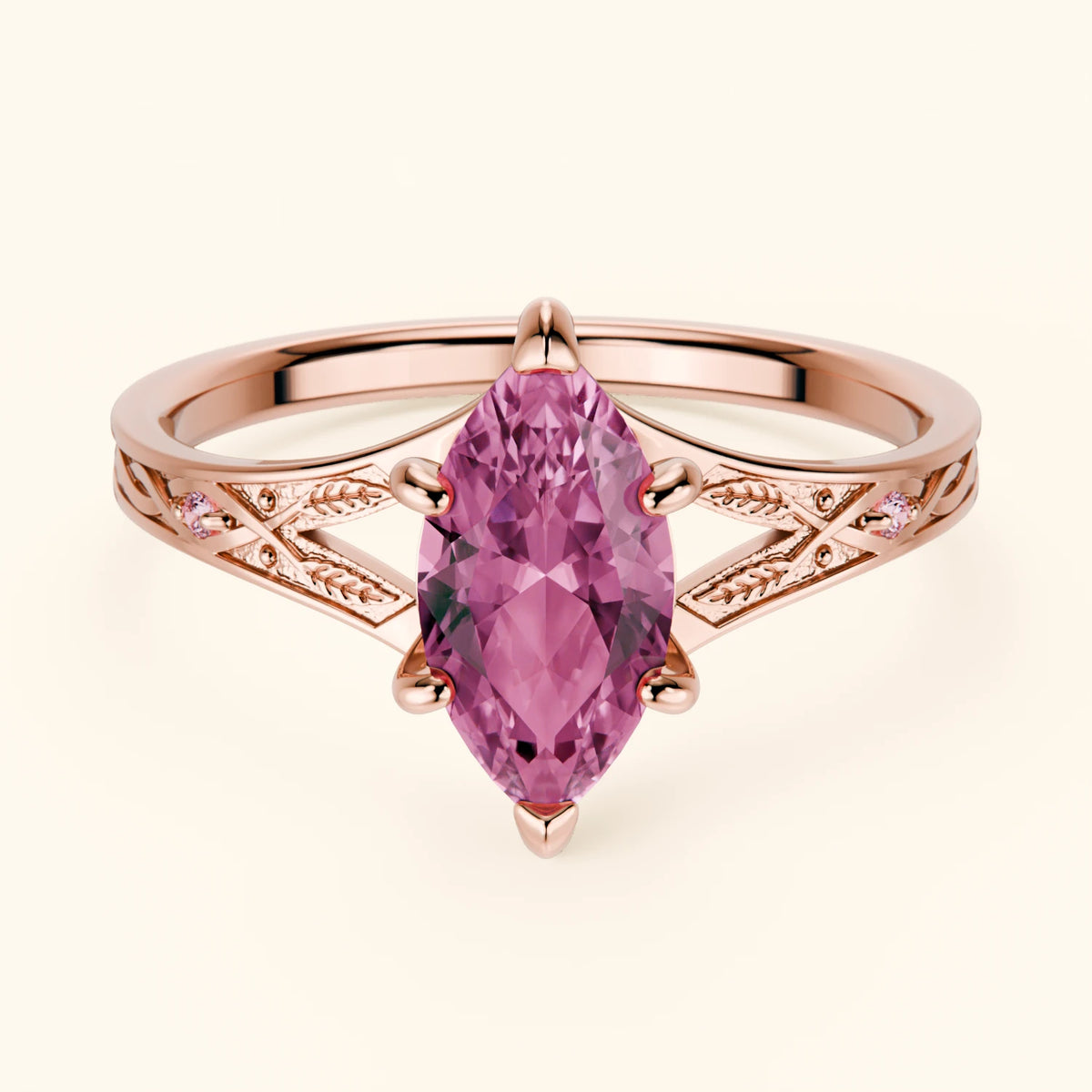 Engagement Ring Voile - 1.35ct Lab Pink Sapphire with Lab Pink Diamond Side Stones