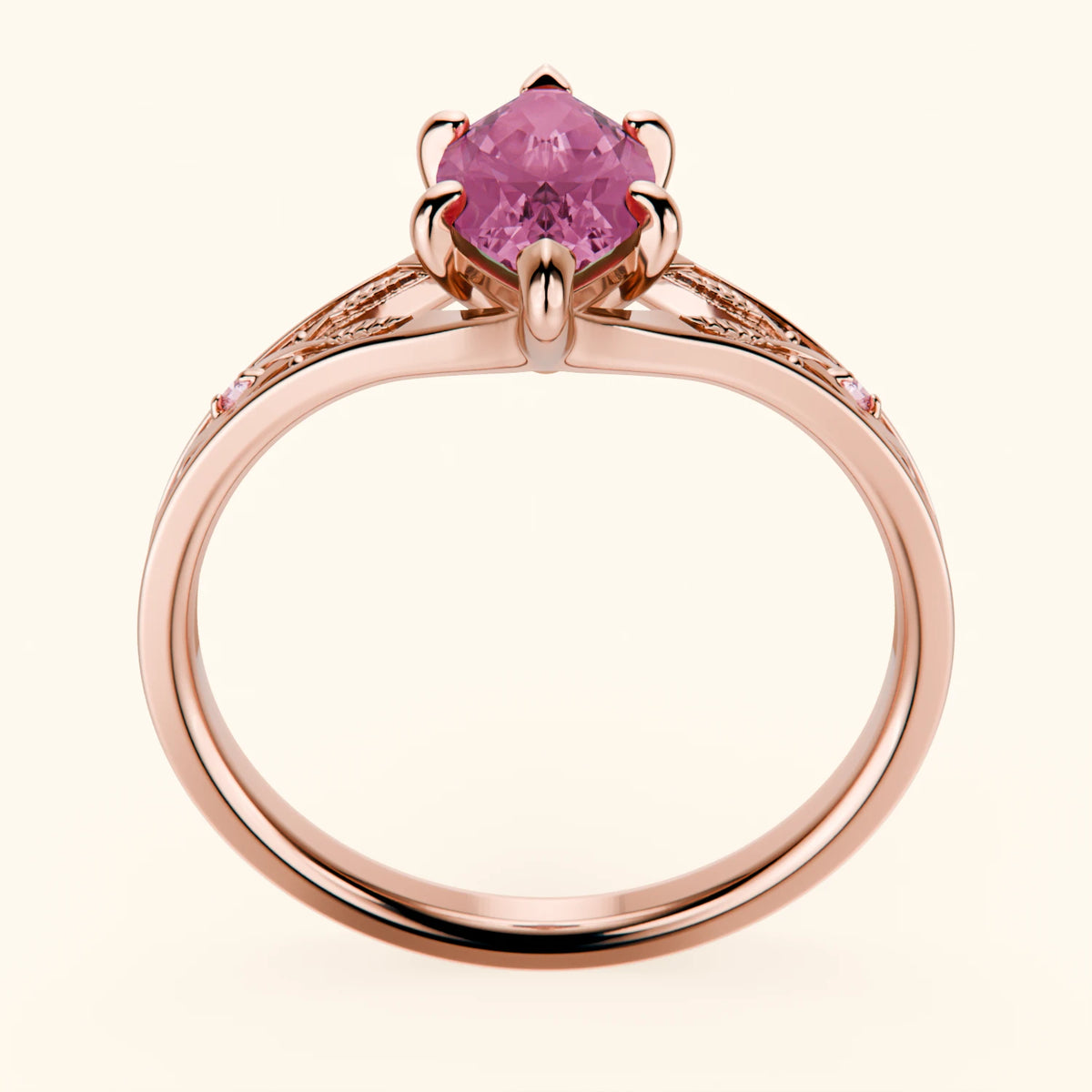 Engagement Ring Voile - 1.35ct Lab Pink Sapphire with Lab Pink Diamond Side Stones