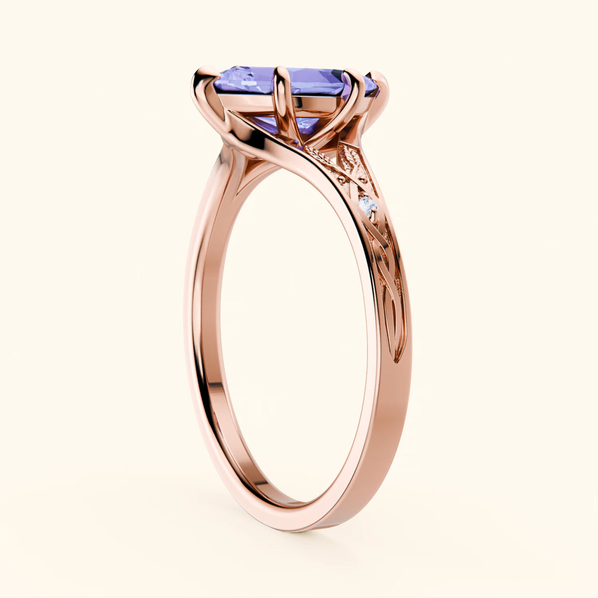 Engagement Ring Voile - 0.95ct Tanzanite with Natural Diamond Side Stones