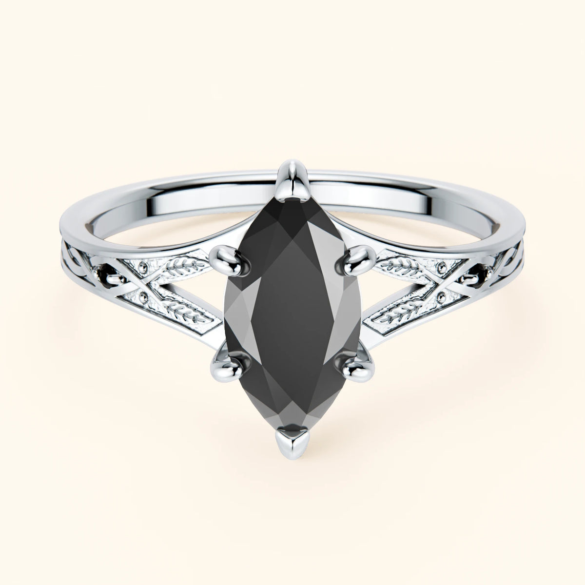 Engagement Ring Voile - 1ct Black Diamond with Black Diamond Side Stones