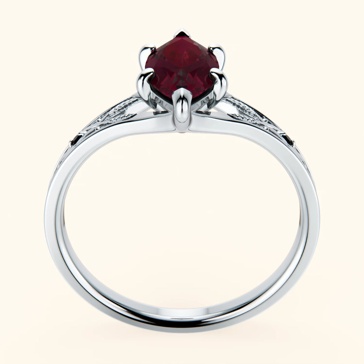 Pierścionek zaręczynowy Voile – Rubin naturalny 1,35 ct, kamienie boczne: czarny diament