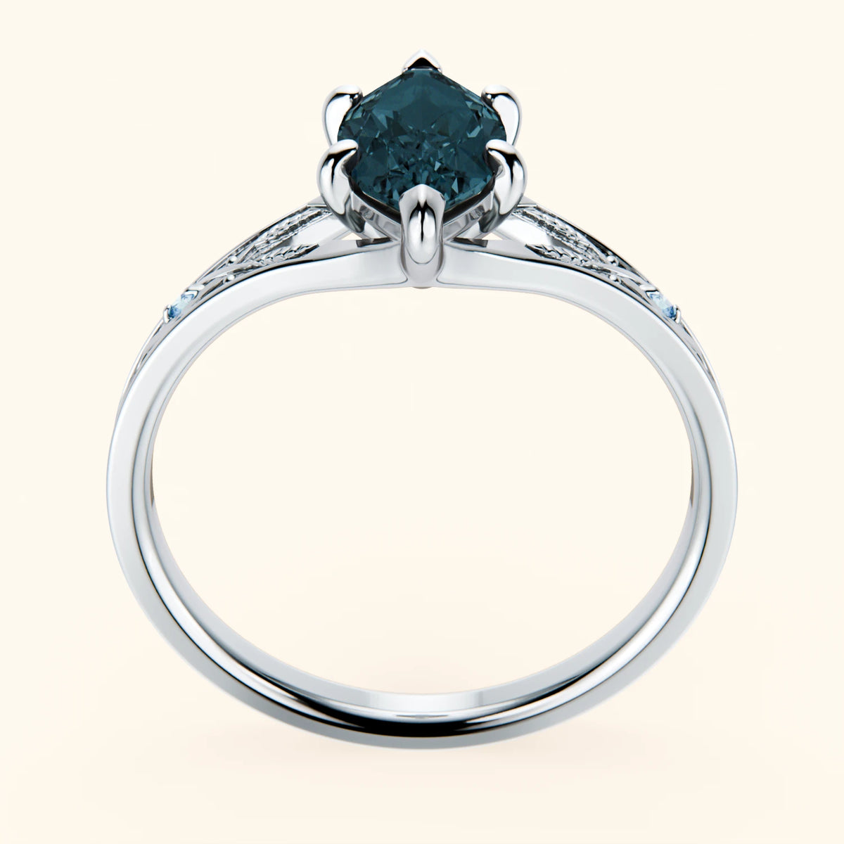 Pierścionek zaręczynowy Voile – Topaz London Blue 1,00 ct, kamienie boczne: niebieski diament laboratoryjny
