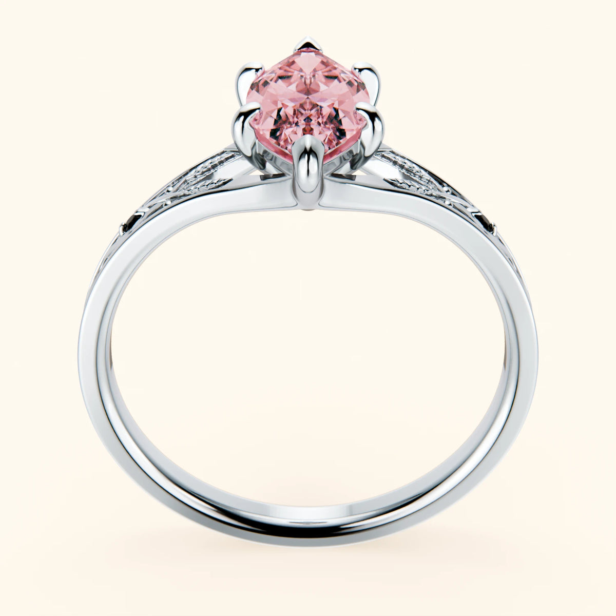 Engagement Ring Voile - 1ct Lab Pink Diamond with Black Diamond Side Stones