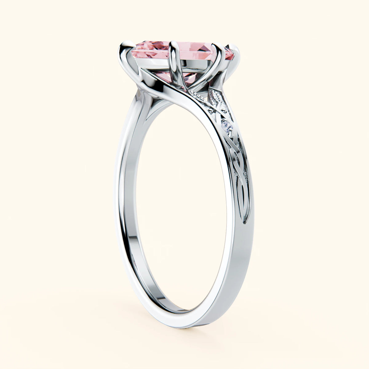 Engagement Ring Voile - 1ct Lab Pink Diamond with Natural Diamond Side Stones