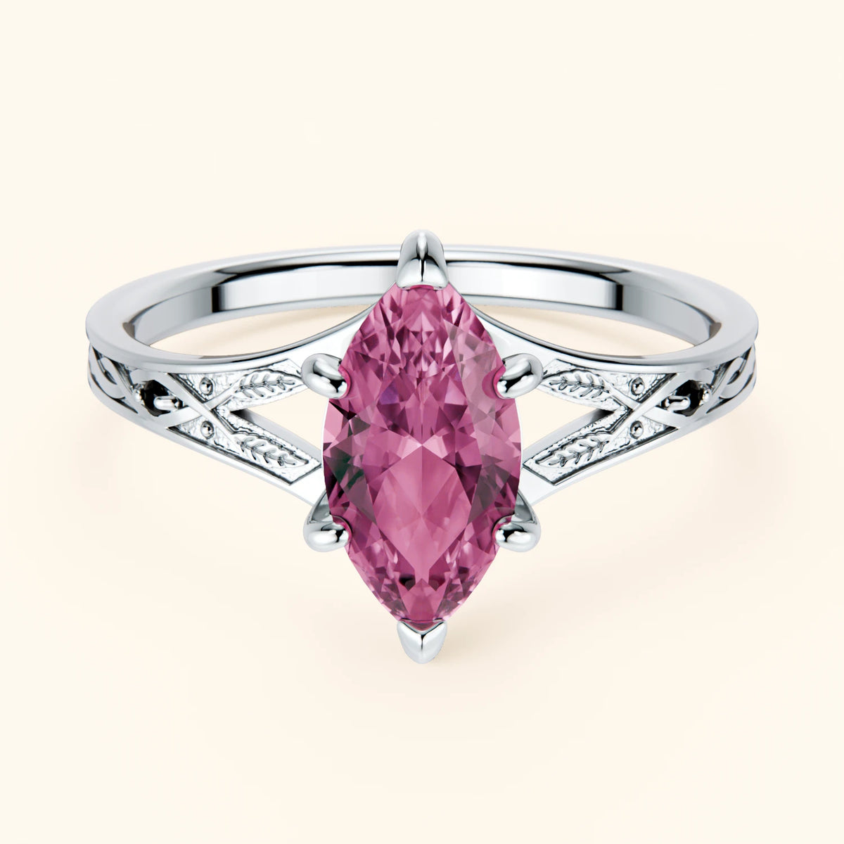 Engagement Ring Voile - 1.35ct Natural Pink Sapphire with Black Diamond Side Stones