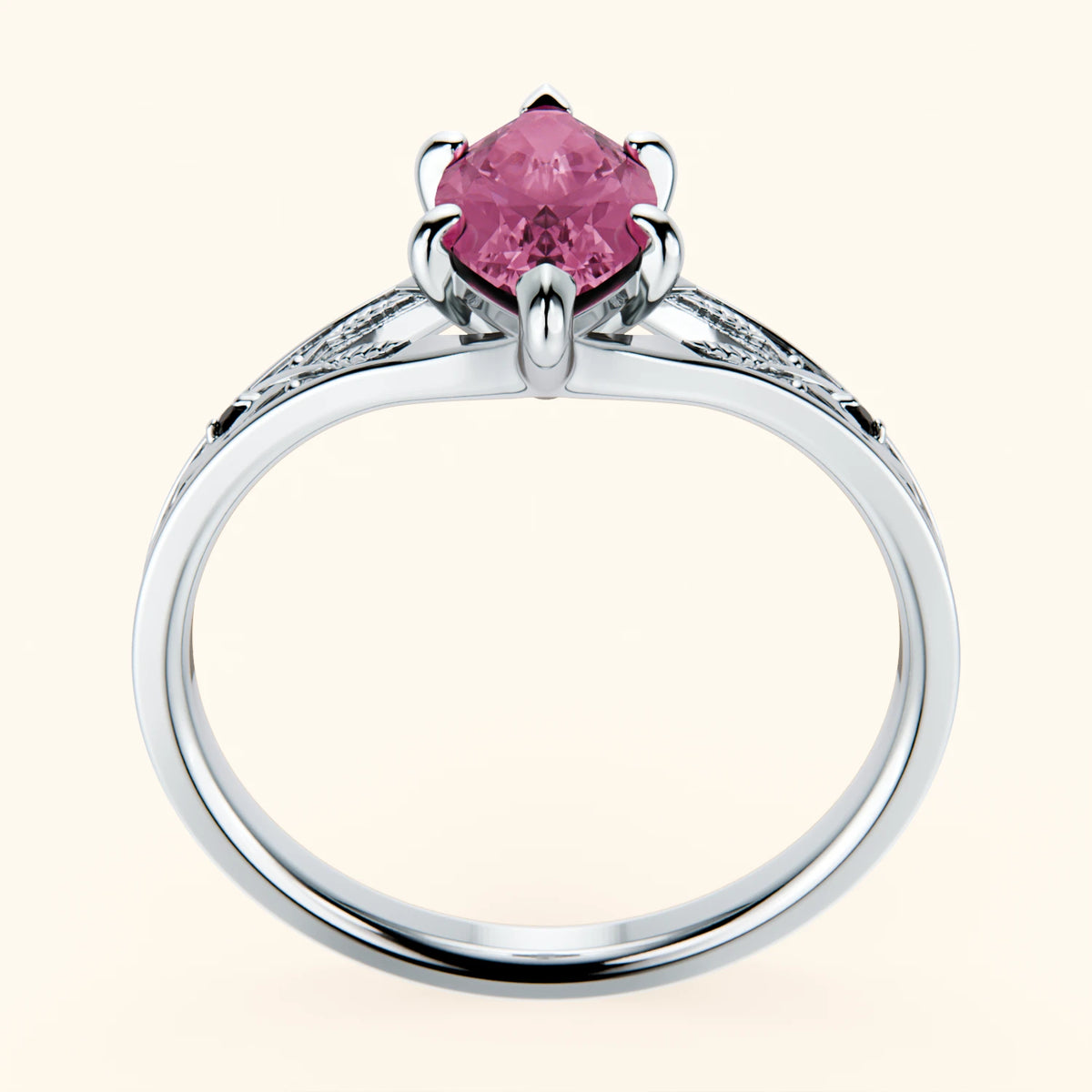 Engagement Ring Voile - 1.35ct Natural Pink Sapphire with Black Diamond Side Stones