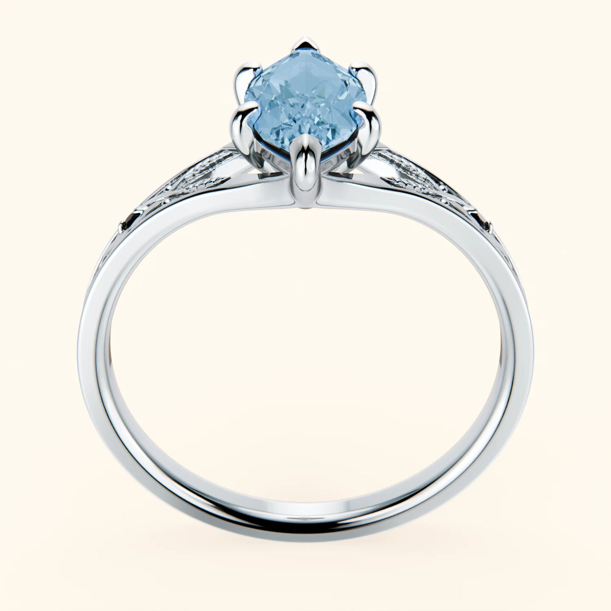 Engagement Ring Voile - 1.00ct Swiss Blue Topaz with Black Diamond Side Stones