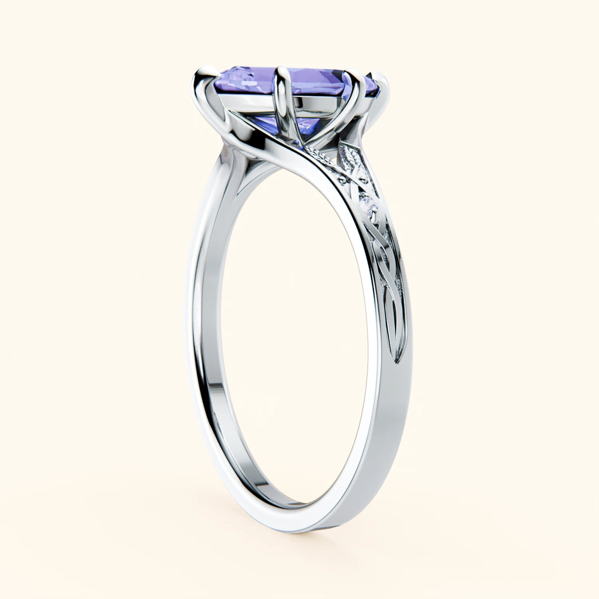 Engagement Ring Voile - 0.95ct Tanzanite with Natural Diamond Side Stones